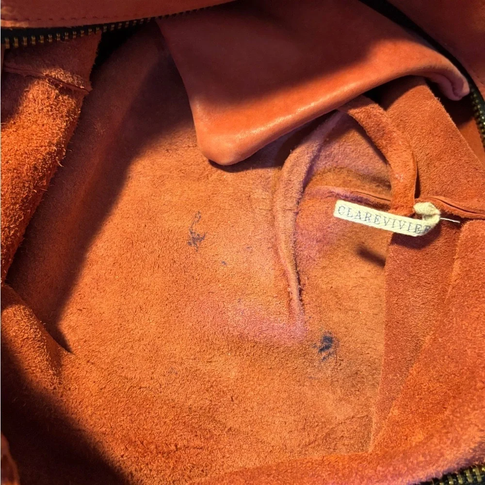 Clare V Red Nubuck Leather Messenger Bag Vintage Clare Vivier - Picture 8 of 8